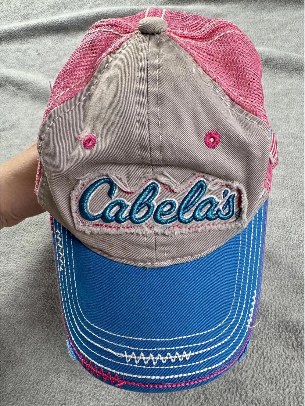 cabelas pink blue trucker hat youth mesh cap‎ western americana